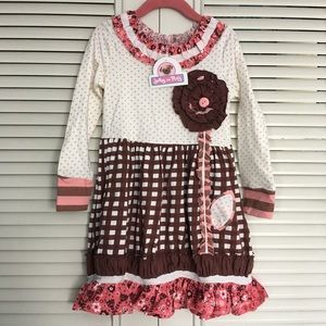 Jelly the Pug - Brown & Pink girls dress